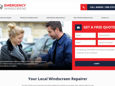 emergency windscreens website design